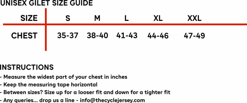 Gilet Size Guide