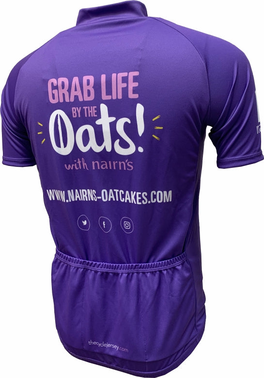 Nairn's Oatcakes Kids Purple Cycle Jersey Back