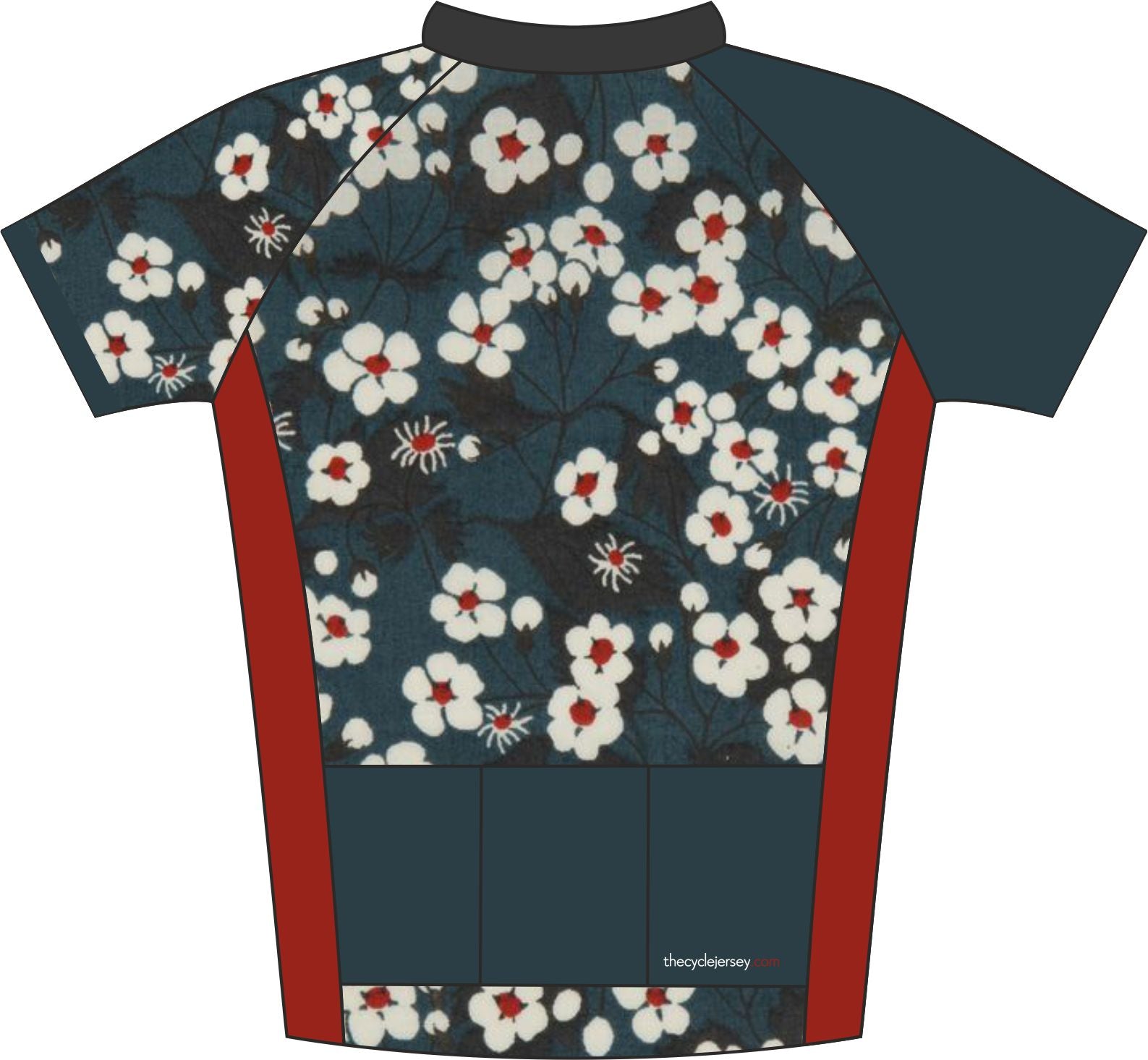 Oriental Floral Road Cycle Jersey Back