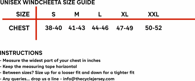 Windcheeta Size Guide