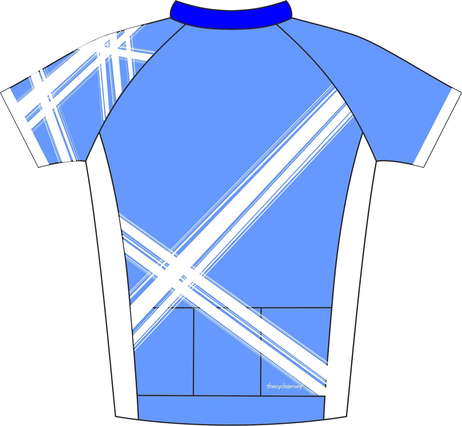 Criss Cross Blue Road Cycle Jersey Back