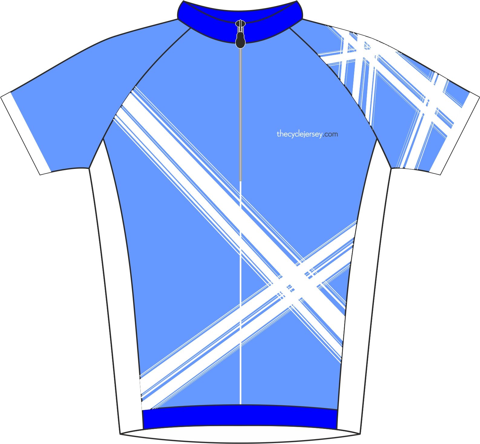 Criss Cross Blue Road Cycle Jersey Front
